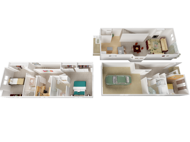 Floor plan for 3 beds, 3.5 baths, 1620 sqft
